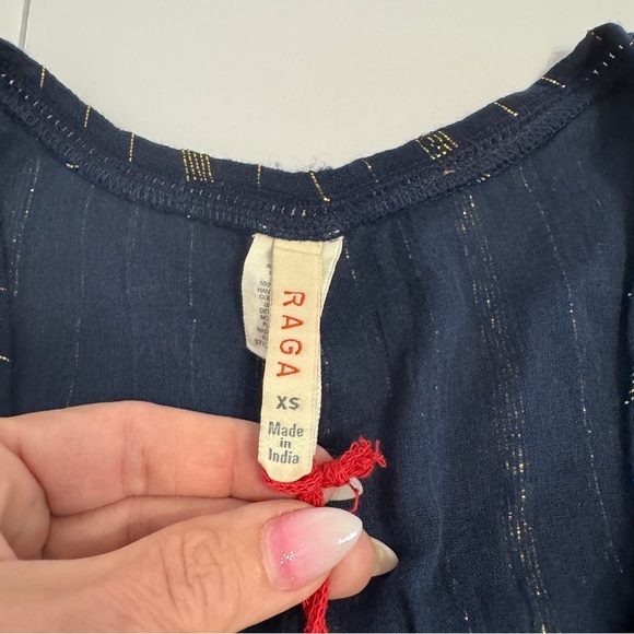 Raga Navy Blue & Gold Metallic Stripe Jumpsuit XS Festival Resort Wear NWT - Picture 11 of 16